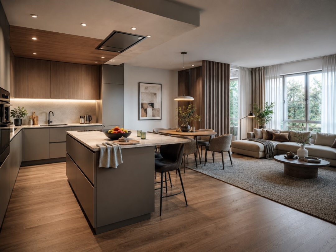 Open keuken met geluid