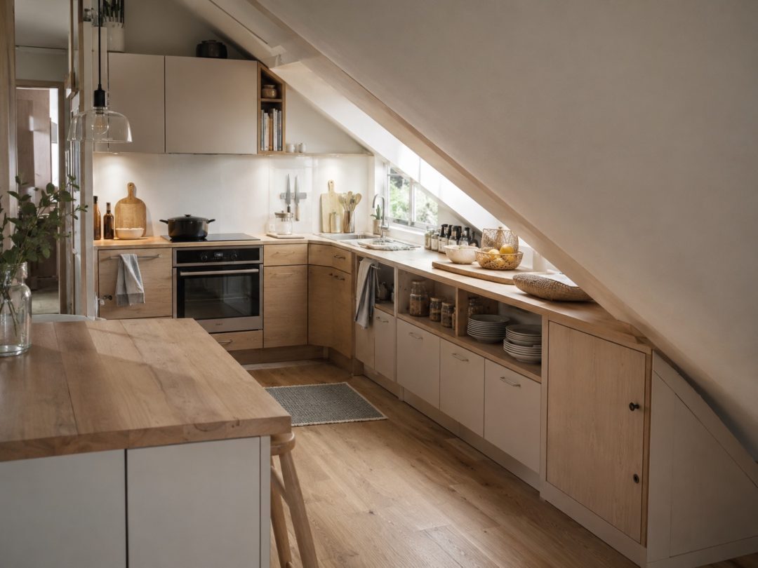 Keuken onder schuin dak