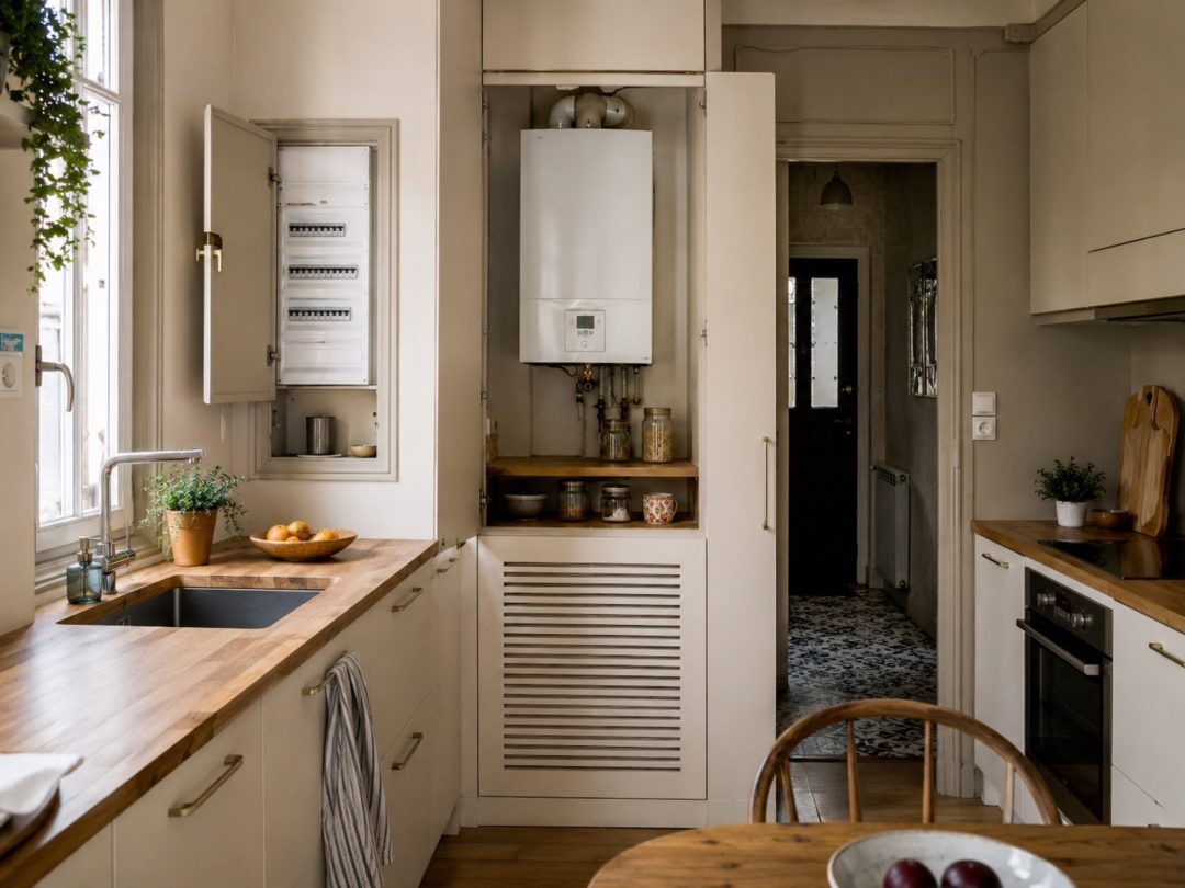 Keuken met kast of ketel