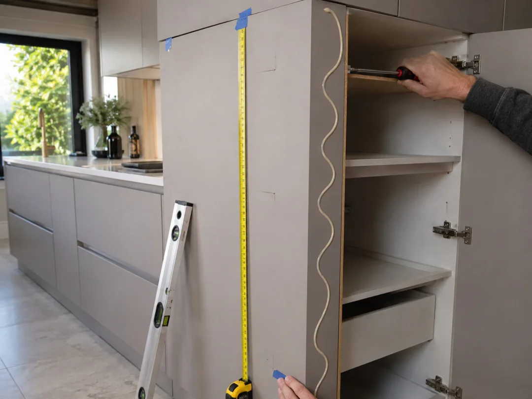 Een zijpaneel op een kolomkast bevestigen