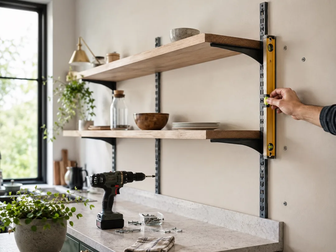 Een kastladder voor planken plaatsen